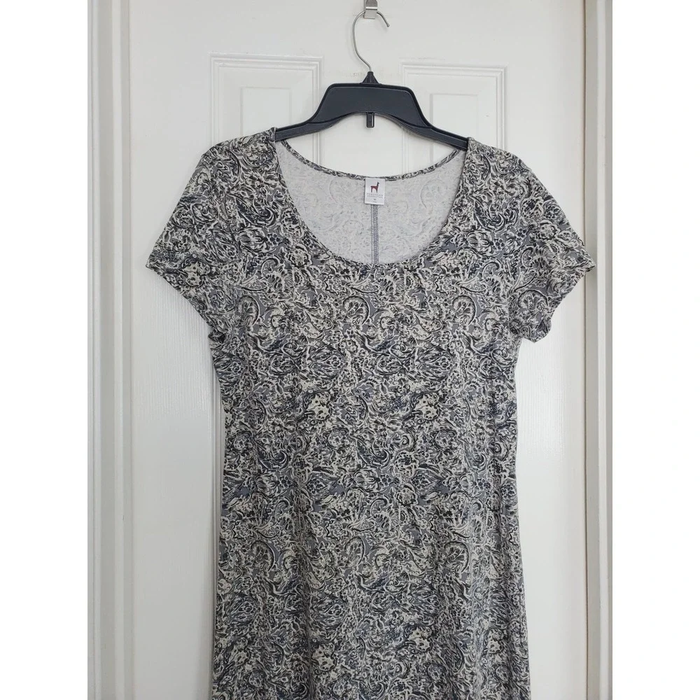 Peruvian Connection Maxi Dress Blue Gray Paisley Cotton Lycra Stretch Boho M